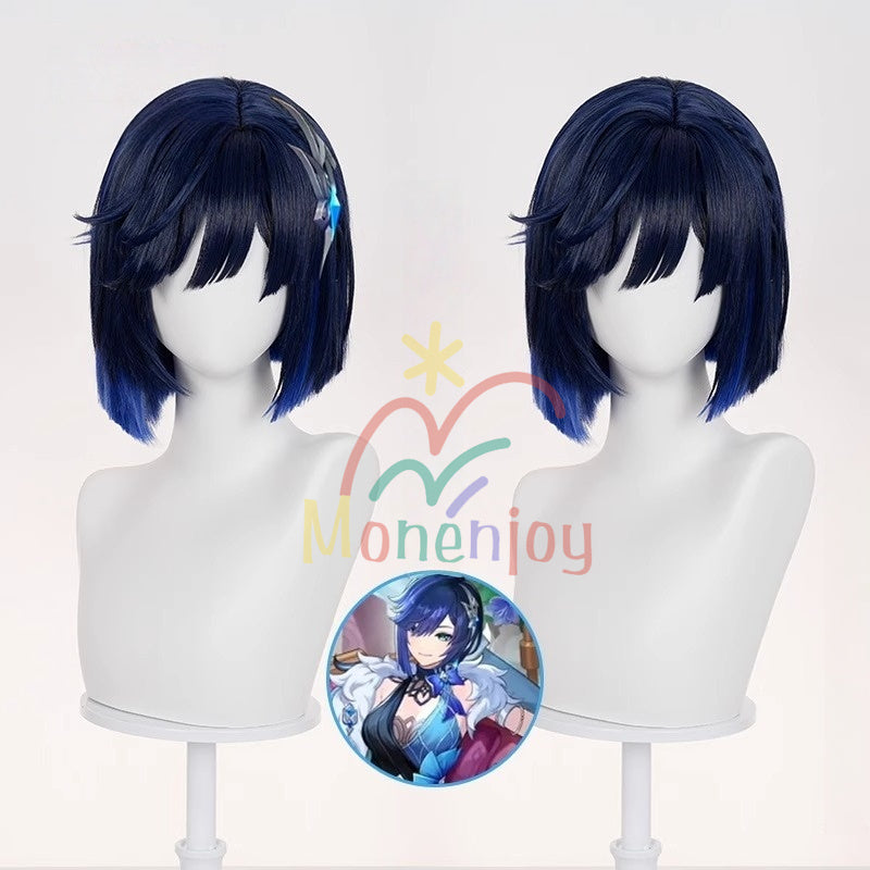 Monenjoy 原神 イェラン コスプレウィッグ　 夜蘭の新コスチューム「静謐の饗宴」 カツラ　37cm　イベント　