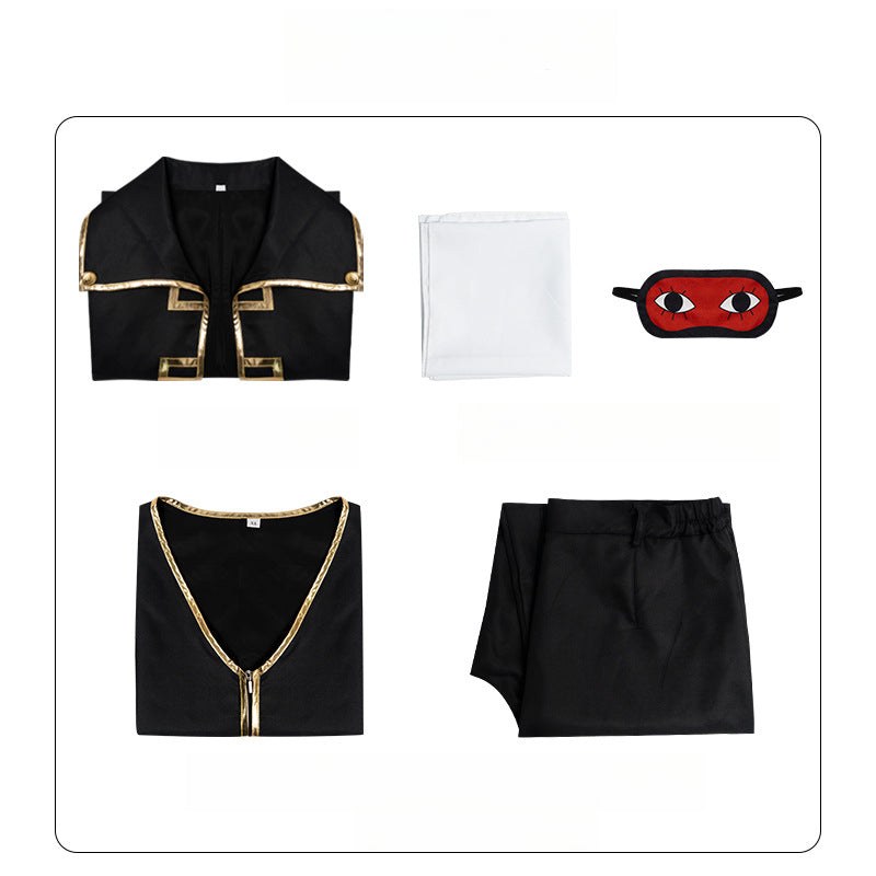 Monenjoy 銀魂 コスプレ　土方 十四郎　ぎんたま 　ガンマスク付コスチューム　真選組の副長　真選組　ユニフォーム　学園祭　イベント　仮装 - Monenjoy