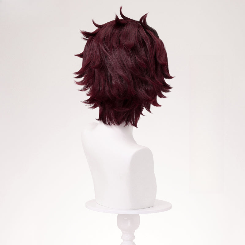 Monenjoy 鬼滅の刃 竈門 炭治郎　ウィッグ　かまど たんじろう　カツラ　きめつのやいば　コスプレ道具　和風の剣戟奇譚　つけ毛 - Monenjoy