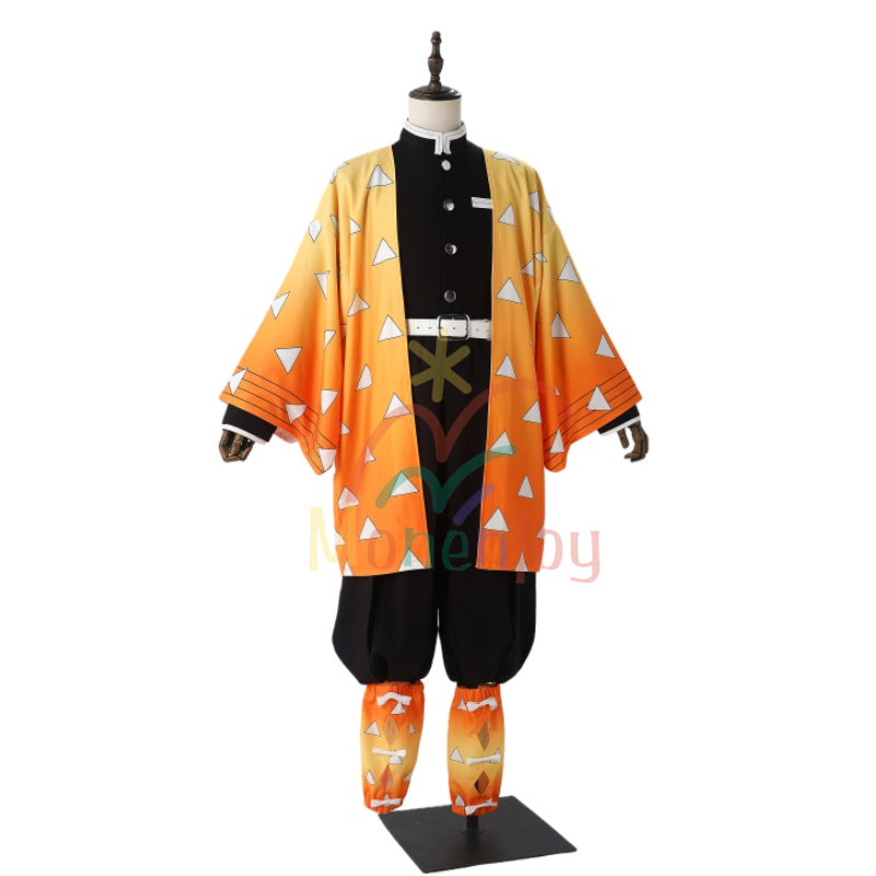 Monenjoy 鬼滅の刃   我妻 善逸 コスプレ衣装　イベント　きめつのやいば  隊服  鬼殺隊剣士　黄色　鱗文様の羽織