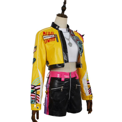 Monenjoy Anime Movie KPOP Girls! Demon Hunters Embroidered Mira Cosplay Costume with Earrings Rumi Zoe Korean Style KPOP Superstar