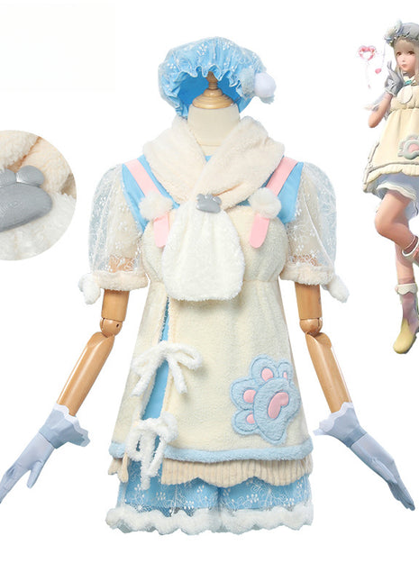 Monenjoy インフィニティニキ ふわもこに溺れる 純潔の守り　コスプレ衣装　パステルブルーの水波　洋服　可愛い　イベントGS1307 - Monenjoy