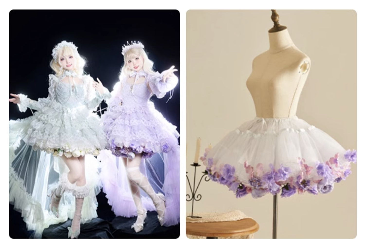 Monenjoy　ロリータ　ペチコート　花　クリノリン　バッスル　ティアードペチコート　ふわもこアンダー　ふんわり　コスプレ道具　地雷系　GS1220 - Monenjoy