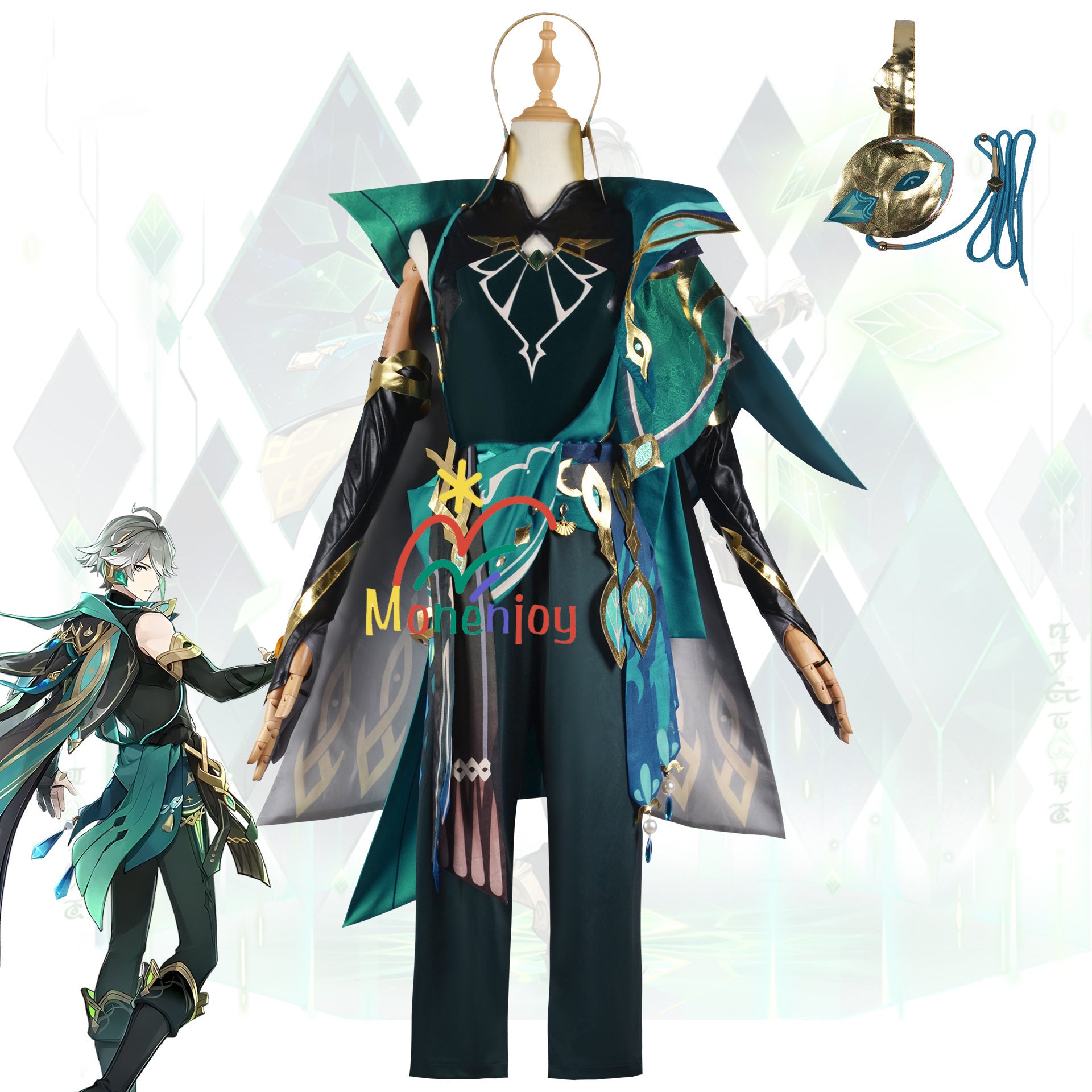 Monenjoy 原神 アルハイゼン コスプレ衣装 Alhaitham ウィッグ＋
