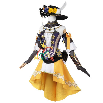 原神ナヴィア コスプレ衣装　立体3d樹脂装飾＋帽子付属　高弾性マットレザー採用｜MONENJOY   - Monenjoy
