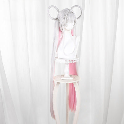 Monenjoy 超かぐや姫 月見ヤチヨ  　コスプレ　110cm　ピンク色　白色　かつら　ウィッグ　イベント　カツラ ツインテール