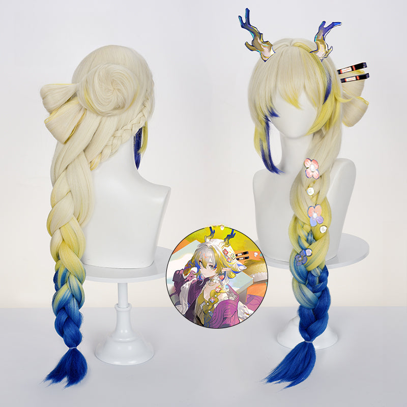 Monenjoy アークナイツ 黍 シュウ ウィッグ　カツラ　70cm　グラデーションウィッグ コスプレ道具　イベント　 - Monenjoy