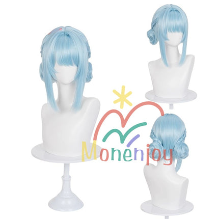 Monenjoy Genshin Impact Yennefer Cosplay Wig 40 ซม. Buzzing Thunder Wave 