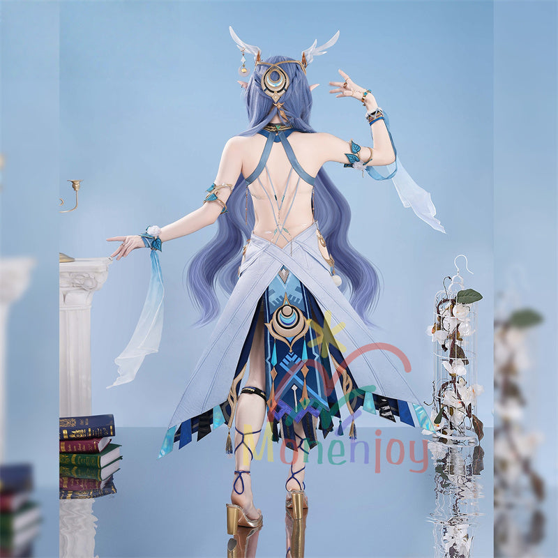 Monenjoy　原神　ラウマ　コスプレ衣装　 Lauma 　3d樹脂製髪飾り追加　ナド・クライ 　イベント　霜月の子 白銀の鹿座 　コスチュームgs1915