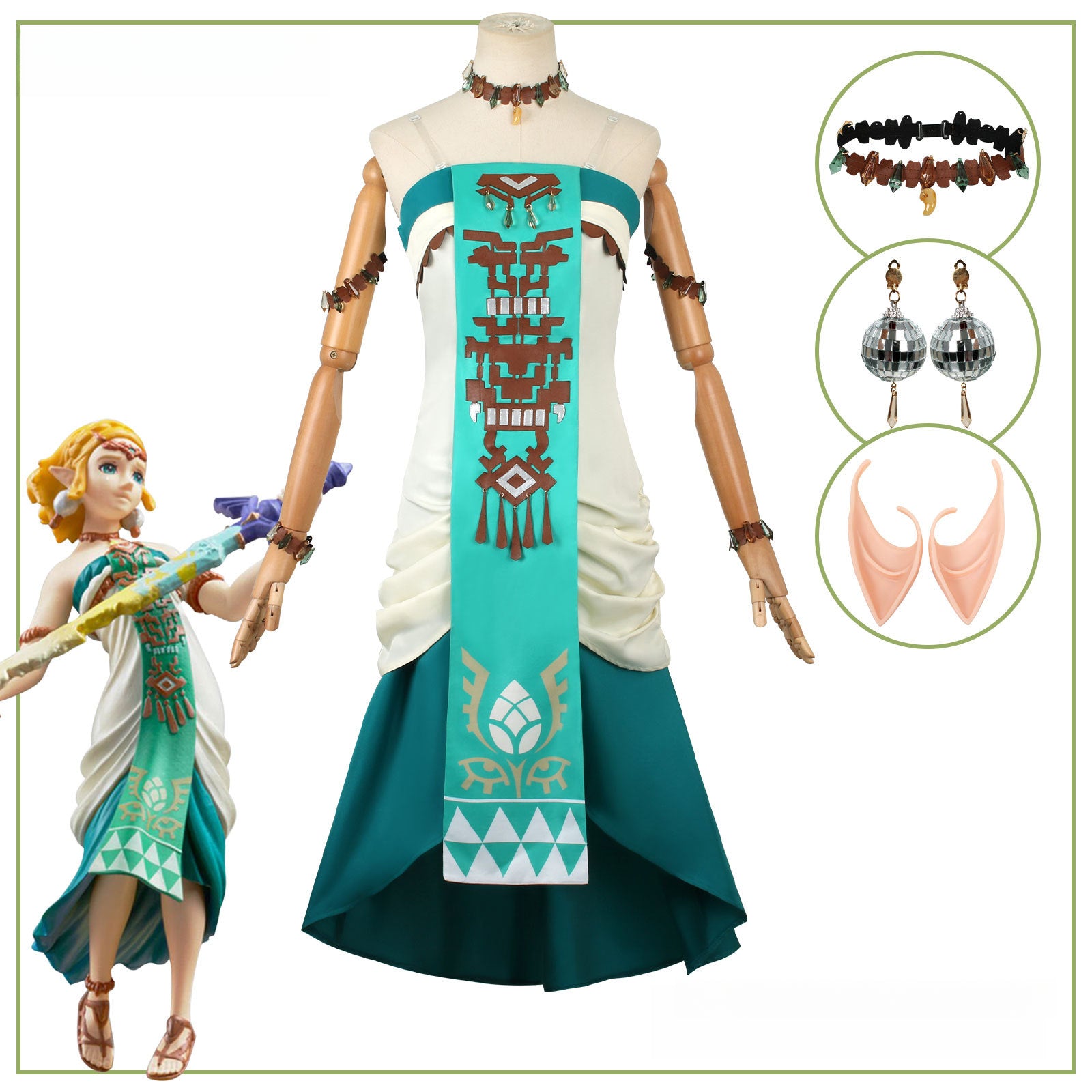 Monenjoy　ゼルダの伝説　ゼルダ姫　コスプレ衣装　ティアーズオブザキングダム　ブレワイGS1151 - Monenjoy