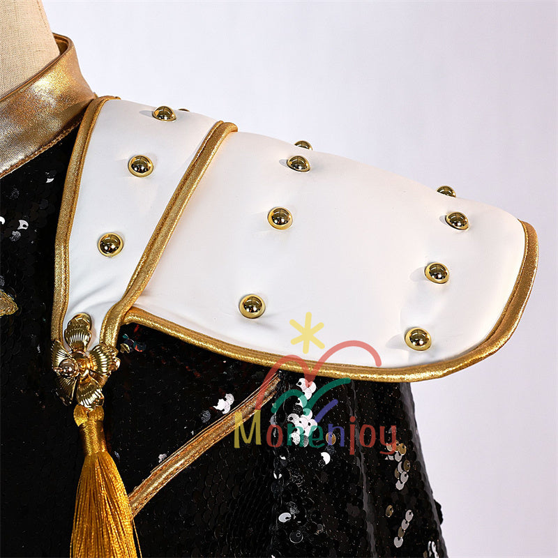 Monenjoy KPOP Girls! Demon Hunters Rumi Mila Zoe Cosplay Costume Stage Clothes Black Sparkly Live Clothes KPop Demon Hunters