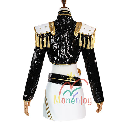 Monenjoy KPOP Girls! Demon Hunters Rumi Mila Zoe Cosplay Costume Stage Clothes Black Sparkly Live Clothes KPop Demon Hunters
