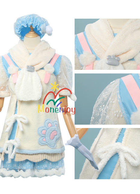 Monenjoy インフィニティニキ ふわもこに溺れる 純潔の守り　コスプレ衣装　パステルブルーの水波　洋服　可愛い　イベントGS1307 - Monenjoy