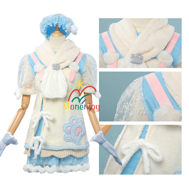 Monenjoy インフィニティニキ ふわもこに溺れる 純潔の守り コスプレ衣装 パステルブルーの水波 洋服 可愛い イベントGS1307 - Monenjoy