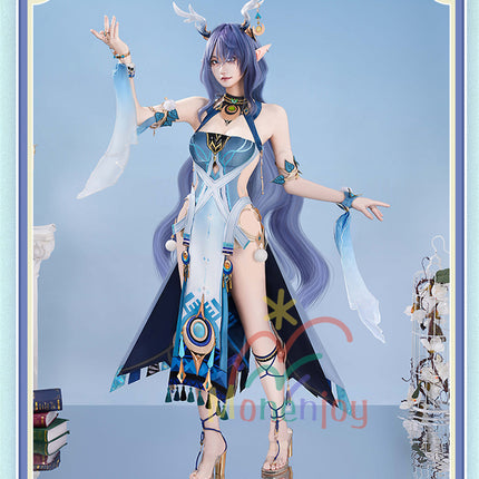 Monenjoy　原神　ラウマ　コスプレ衣装　 Lauma 　3d樹脂製髪飾り追加　ナド・クライ 　イベント　霜月の子 白銀の鹿座 　コスチュームgs1915