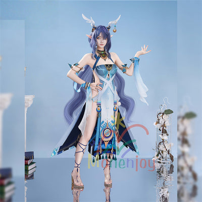 Monenjoy　原神　ラウマ　コスプレ衣装　 Lauma 　3d樹脂製髪飾り追加　ナド・クライ 　イベント　霜月の子 白銀の鹿座 　コスチュームgs1915