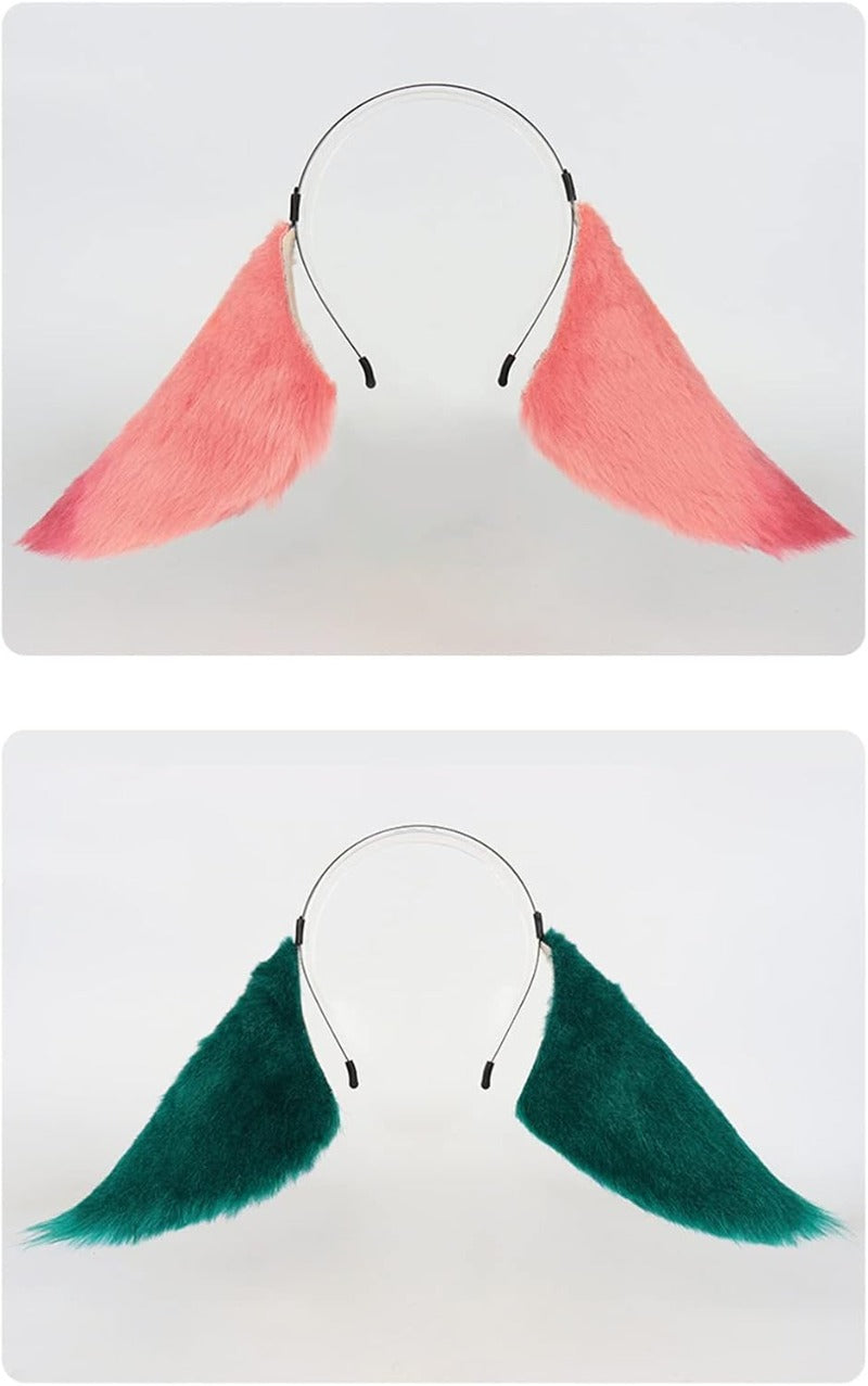 Monenjoy　原神 コスプレ道具 八重神子 コスプレ 小物 狐耳 垂れ 長 ワイヤー 調整可能 きつね みみ ピンク 手作り 髪飾り カチューシャ げんしん Cosplay グッズ コスプレ小物 可愛い