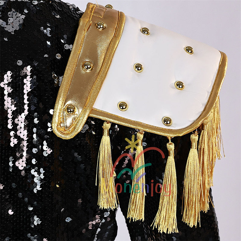 Monenjoy KPOP Girls! Demon Hunters Rumi Mila Zoe Cosplay Costume Stage Clothes Black Sparkly Live Clothes KPop Demon Hunters