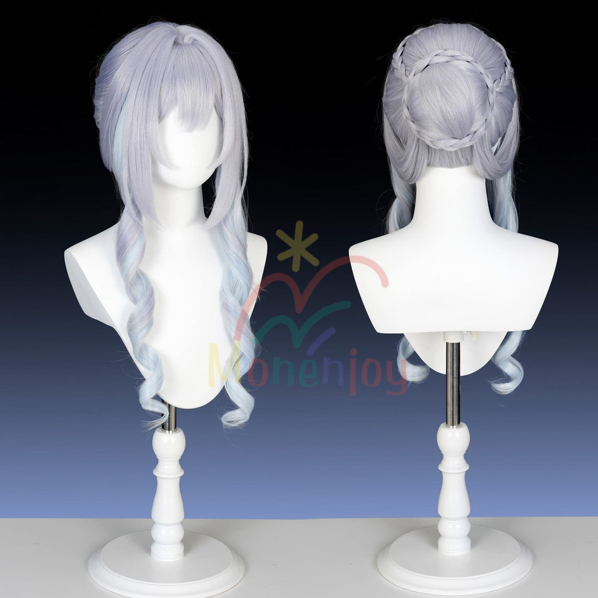 Monenjoy 原神 アナスターシャ（Anastasya）コスプレウィッグ　100cm　68cm　ダウンヘアVer.  アップヘアVer.2種類選択｜氷神・耐熱かつら