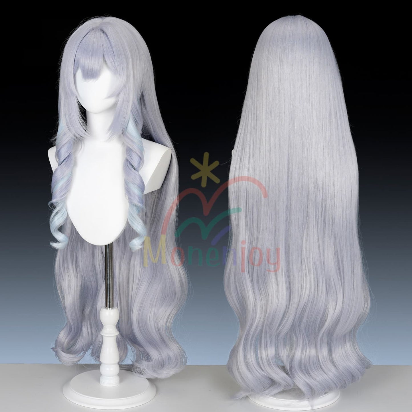 Monenjoy 原神 アナスターシャ（Anastasya）コスプレウィッグ　100cm　68cm　ダウンヘアVer.  アップヘアVer.2種類選択｜氷神・耐熱かつら