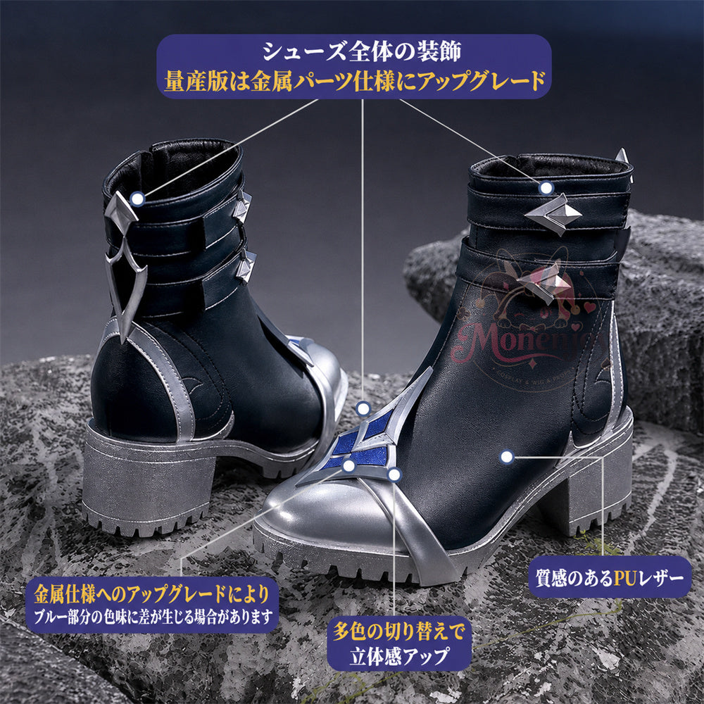 Monenjoy　原神 ローエン シューズ　金属製パーツUP　コスプレ道具　靴　舞台対応 MONENJOY