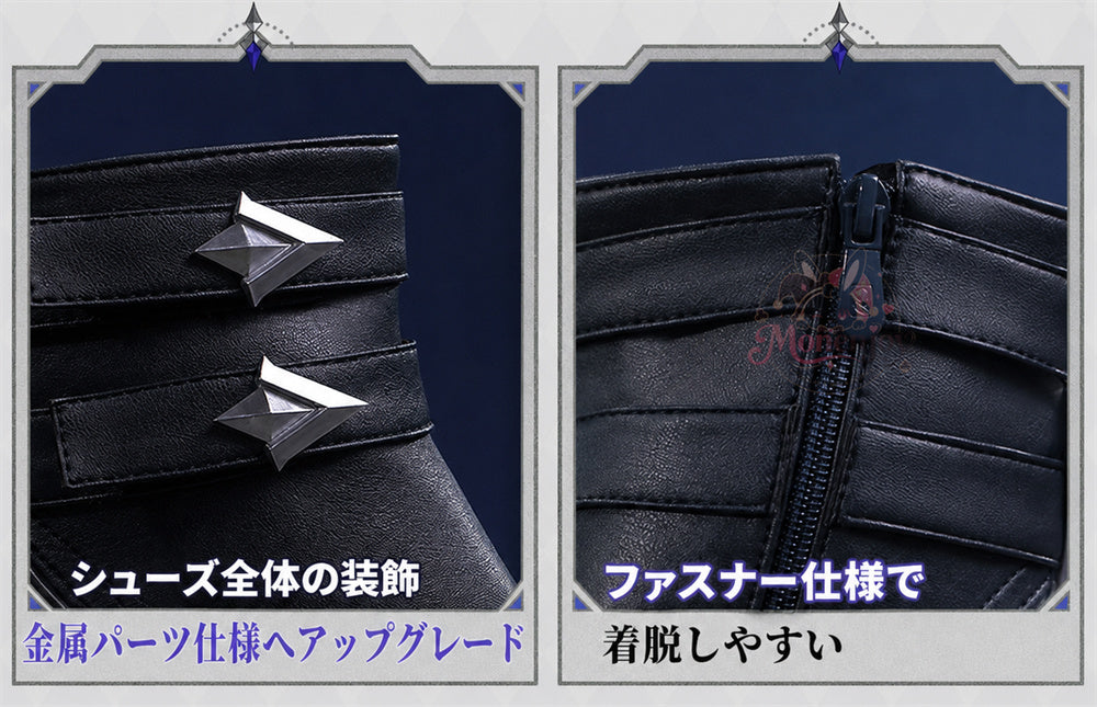 Monenjoy　原神 ローエン シューズ　金属製パーツUP　コスプレ道具　靴　舞台対応 MONENJOY