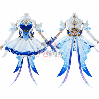 限定特典　Monenjoy 原神 オデット（Odette）コスプレ衣装 合金製パーツ＋サテン生地　背面パーツは発光＆回転対応 Monenjoy