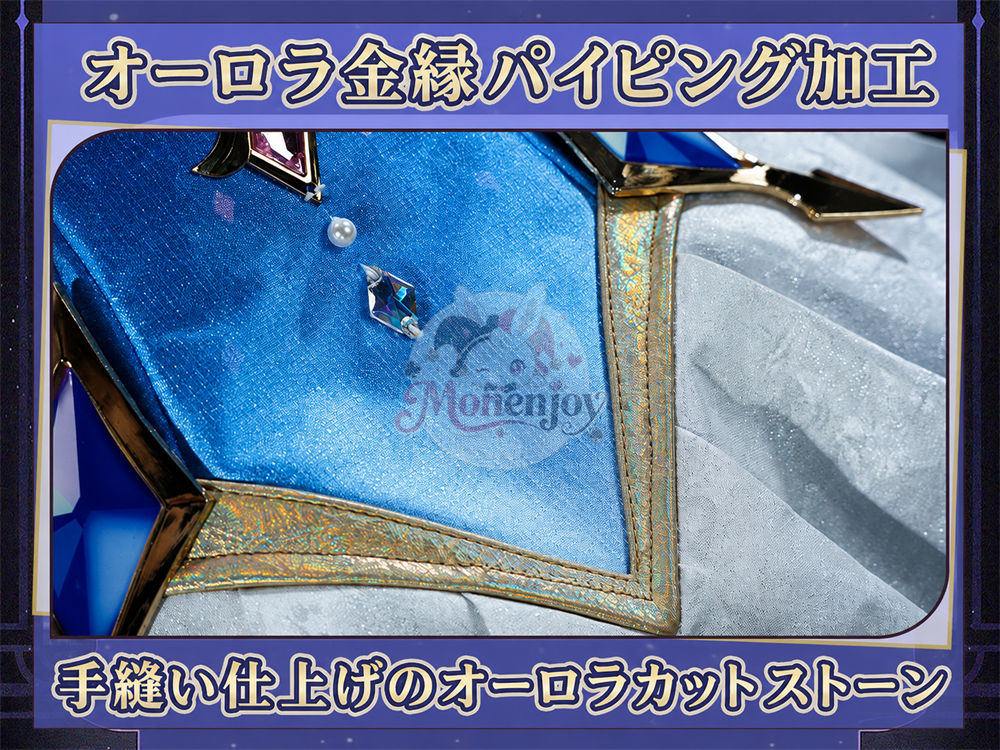 限定特典　Monenjoy 原神 オデット（Odette）コスプレ衣装 合金製パーツ＋サテン生地　背面パーツは発光＆回転対応 Monenjoy