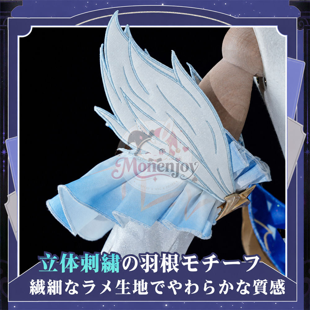 限定特典　Monenjoy 原神 オデット（Odette）コスプレ衣装 合金製パーツ＋サテン生地　背面パーツは発光＆回転対応 Monenjoy