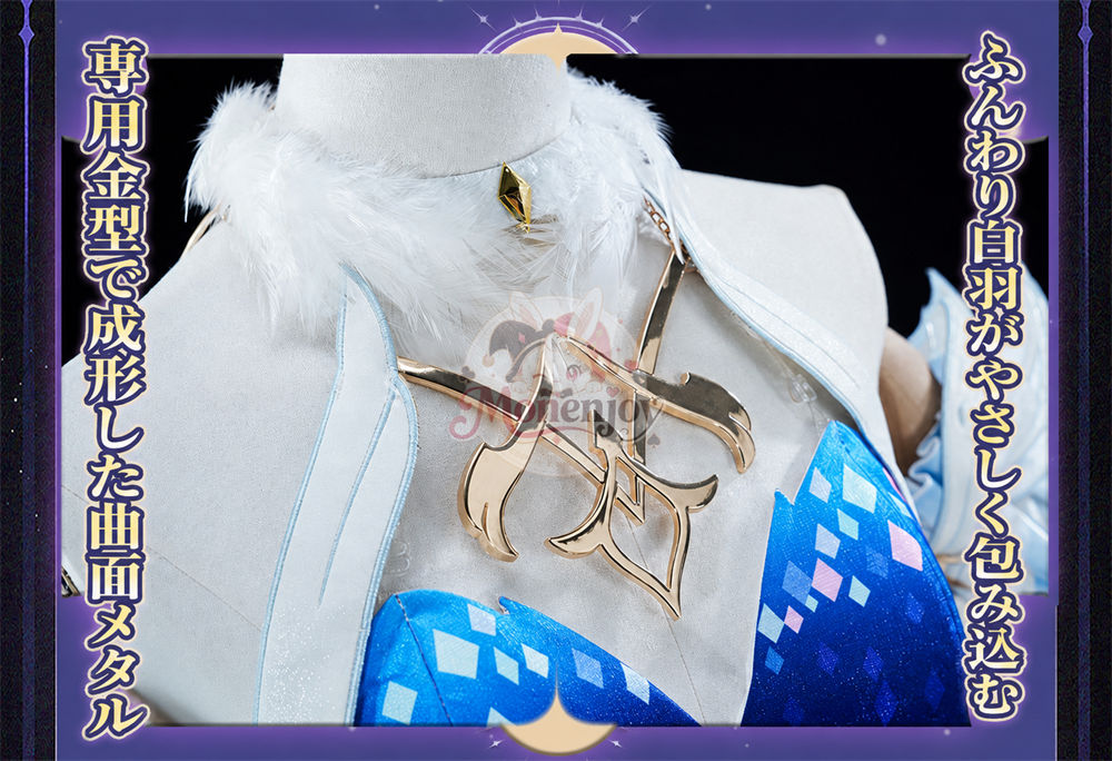 限定特典　Monenjoy 原神 オデット（Odette）コスプレ衣装 合金製パーツ＋サテン生地　背面パーツは発光＆回転対応 Monenjoy