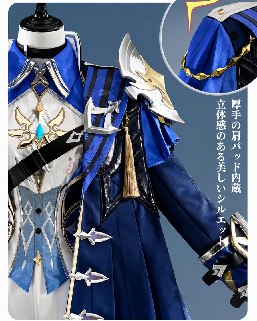 Monenjoy 原神 ローエン コスプレ衣装 金属パーツUP 28点フルセット 舞台撮影対応 　ウィッグ＋シューズ追加対応　cosplay衣装 Monenjoy