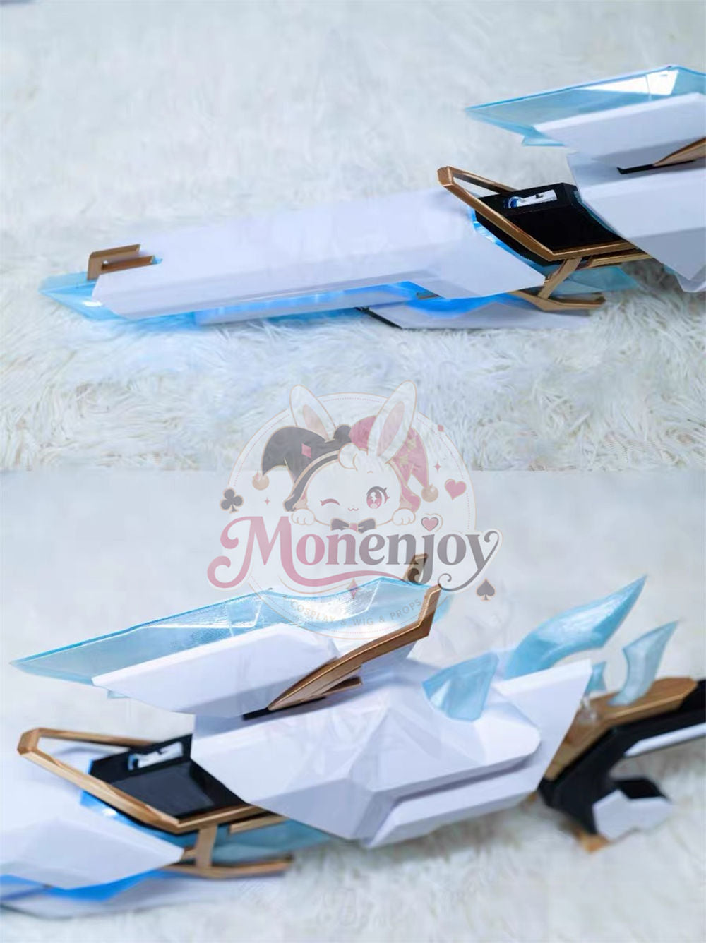 Monenjoy 原神 スネージナヤ 　シャタナヤの蒼銀 闇域の銃モデル　発光対応　コスプレ道具　70*25cm　PLA材質　銃モデル　武器モデル　イベント舞台対応