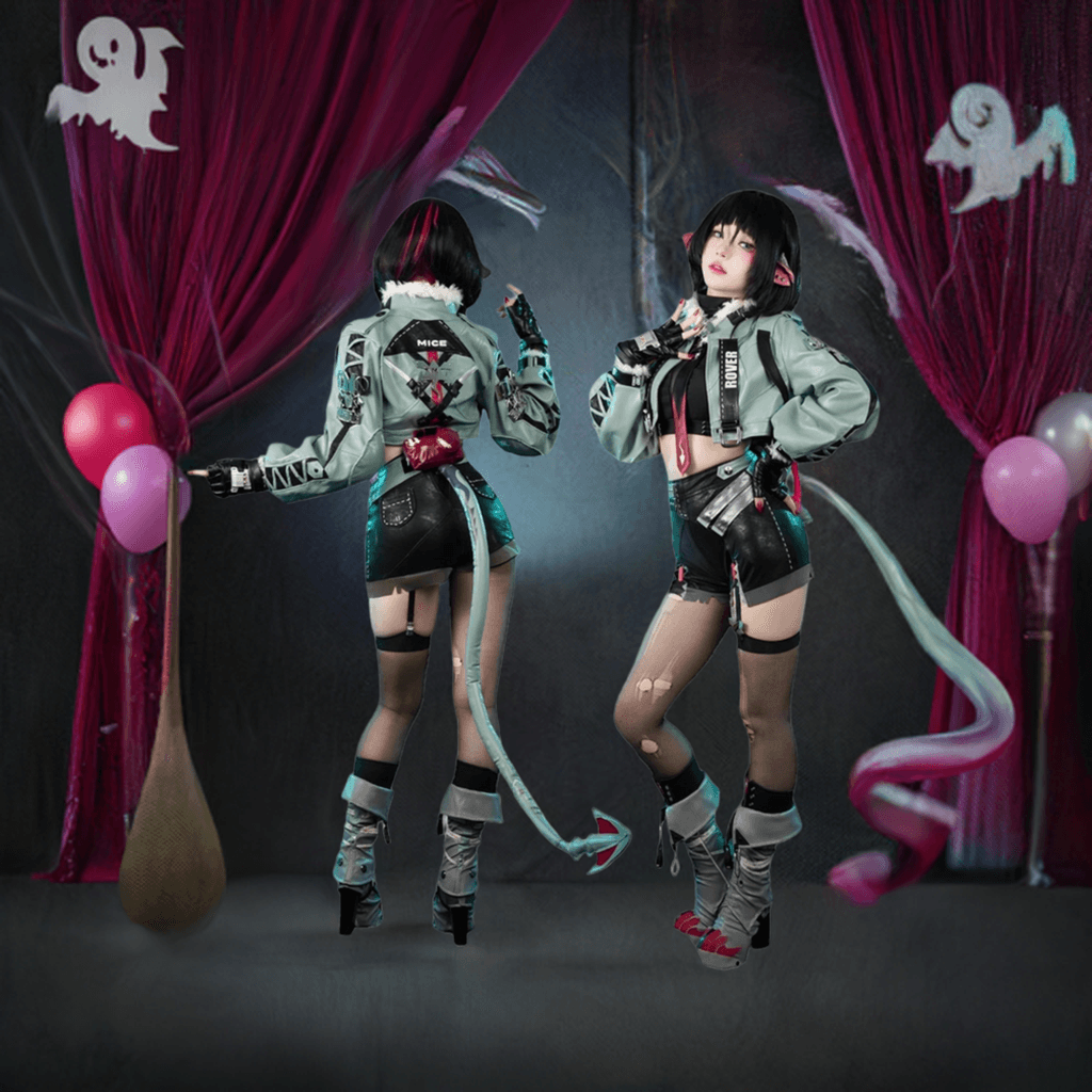 Monenjoy ゼンレスゾーンゼロ　ジェーン・ドゥ コスプレ衣装　耳飾り＋尻尾付　ゼンゼロ　実写化　cosplay　ハロウィン　クリスマス　仮装　イベント　カッコイイ　イベント衣装（シューズカバー付) - Monenjoy