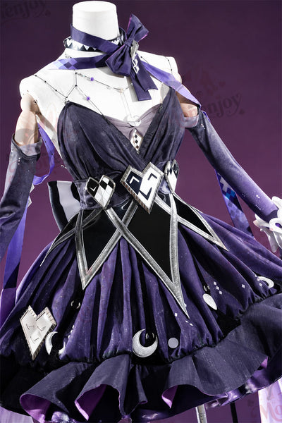 Monenjoy　崩壊スターレイル　星神アッハ コスプレ衣装　約3mトレーン・仮面ヘッドドレス　洋服風　舞台服 MONENJOY