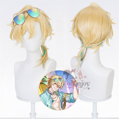 Monenjoy 崩壊スターレイル アベンチュリン 波と戯れる夏 コスプレウィッグ 40cm｜耐熱 MONENJOY