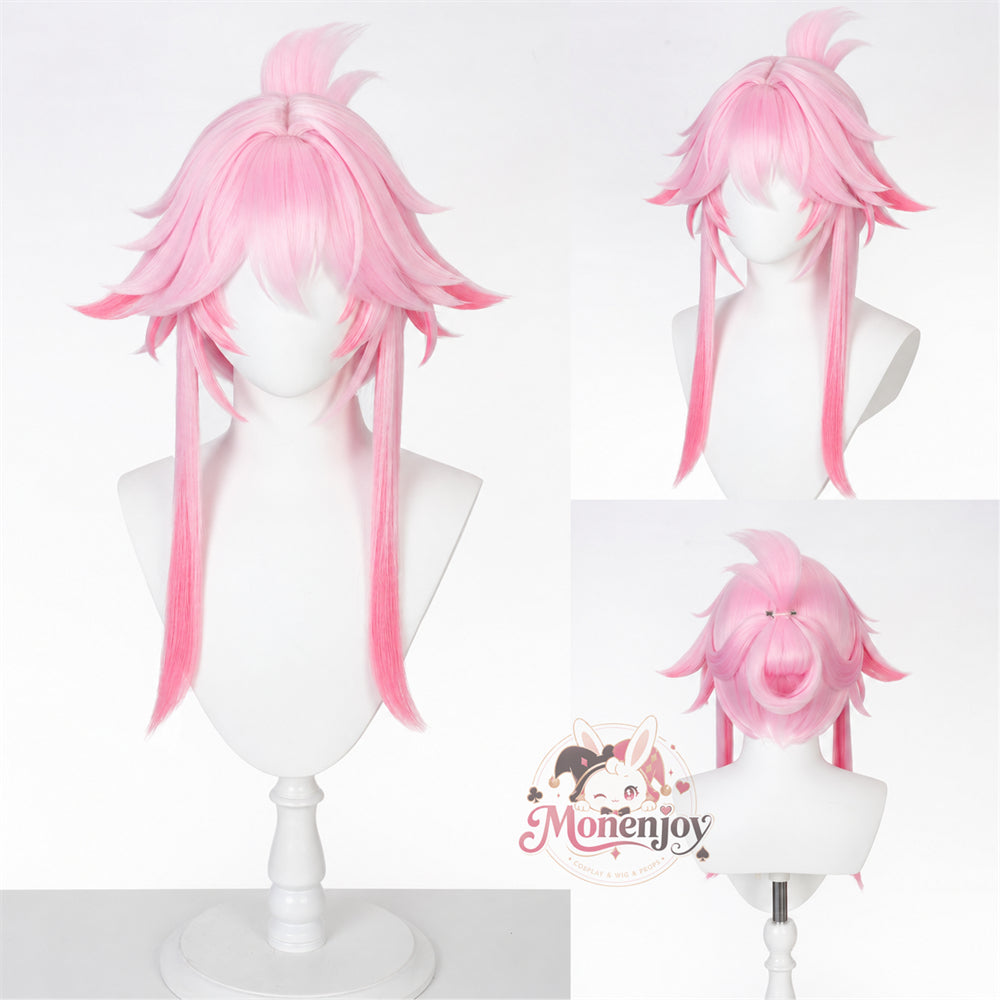 Monenjoy 崩壊スターレイル 緋英「月待つ花時」コスプレウィッグ 53cm　自然感　耐熱ウィッグ　カツラ　コスプレ　鬘 Monenjoy