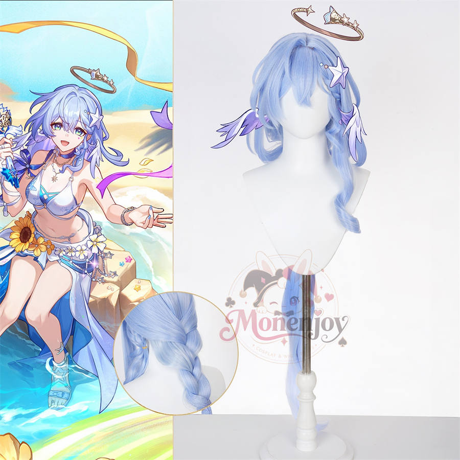 Monenjoy 崩壊スターレイル ロビン 夏空の歌 コスプレウィッグ 115cm｜耐熱 ラングウィッグ MONENJOY