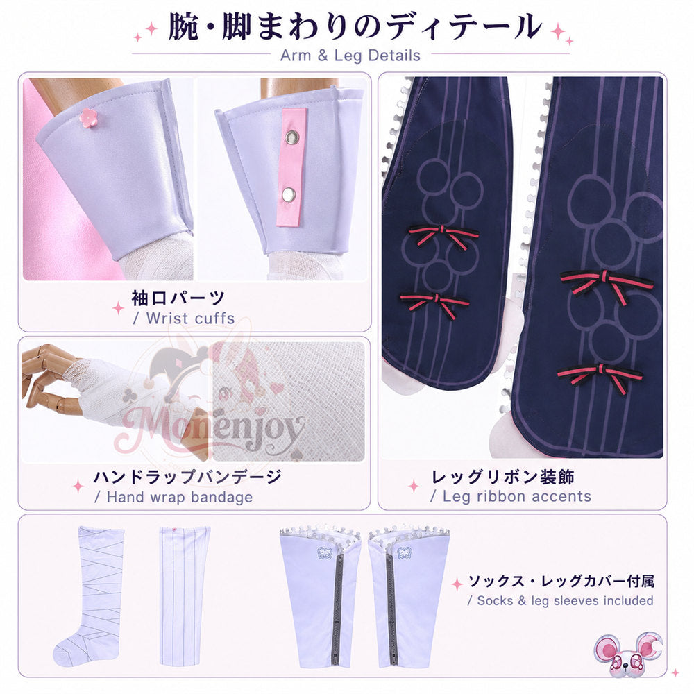 Monenjoy　NTE ちぃちゃん　コスプレ衣装　ピンク色　ネバエバ 　仮装　髪飾付　イベントハロウィン対応 Monenjoy