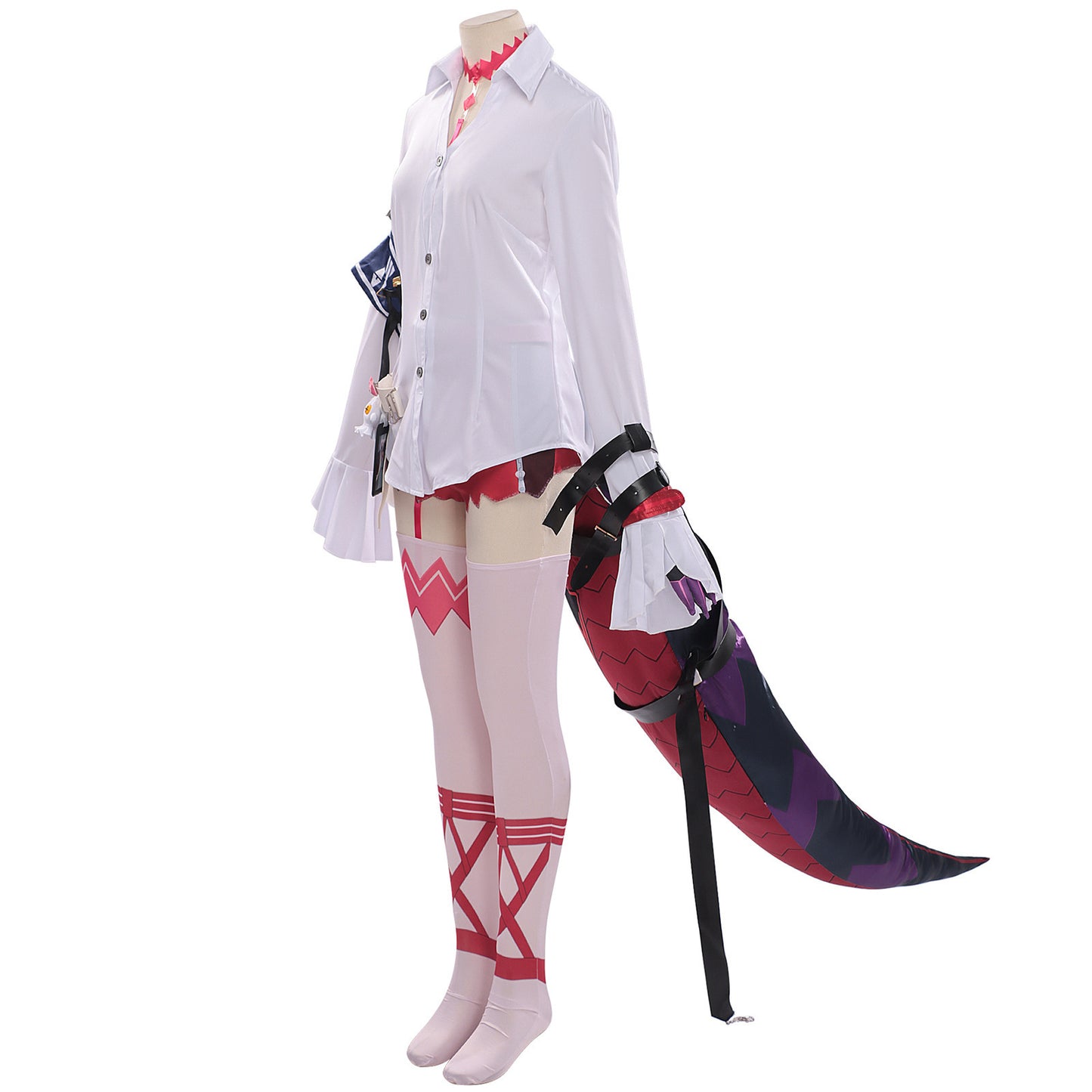 Monenjoy NTE ネバエバ 真紅 コスプレ衣装 尻尾付き ポリエステル　3dプリント印刷　コスチューム イベント対応 MONENJOY