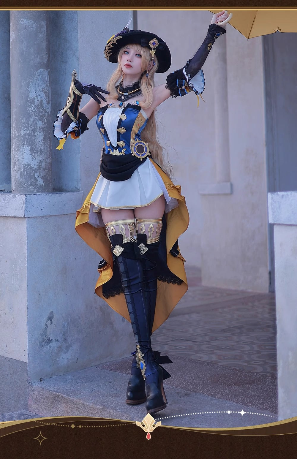 Monenjoy 原神　ナヴィア　コスプレ衣装　 金属製パーツ　神の目　Navia　棘薔薇の会の現会長　イベント　コスチュームGS1222 - Monenjoy