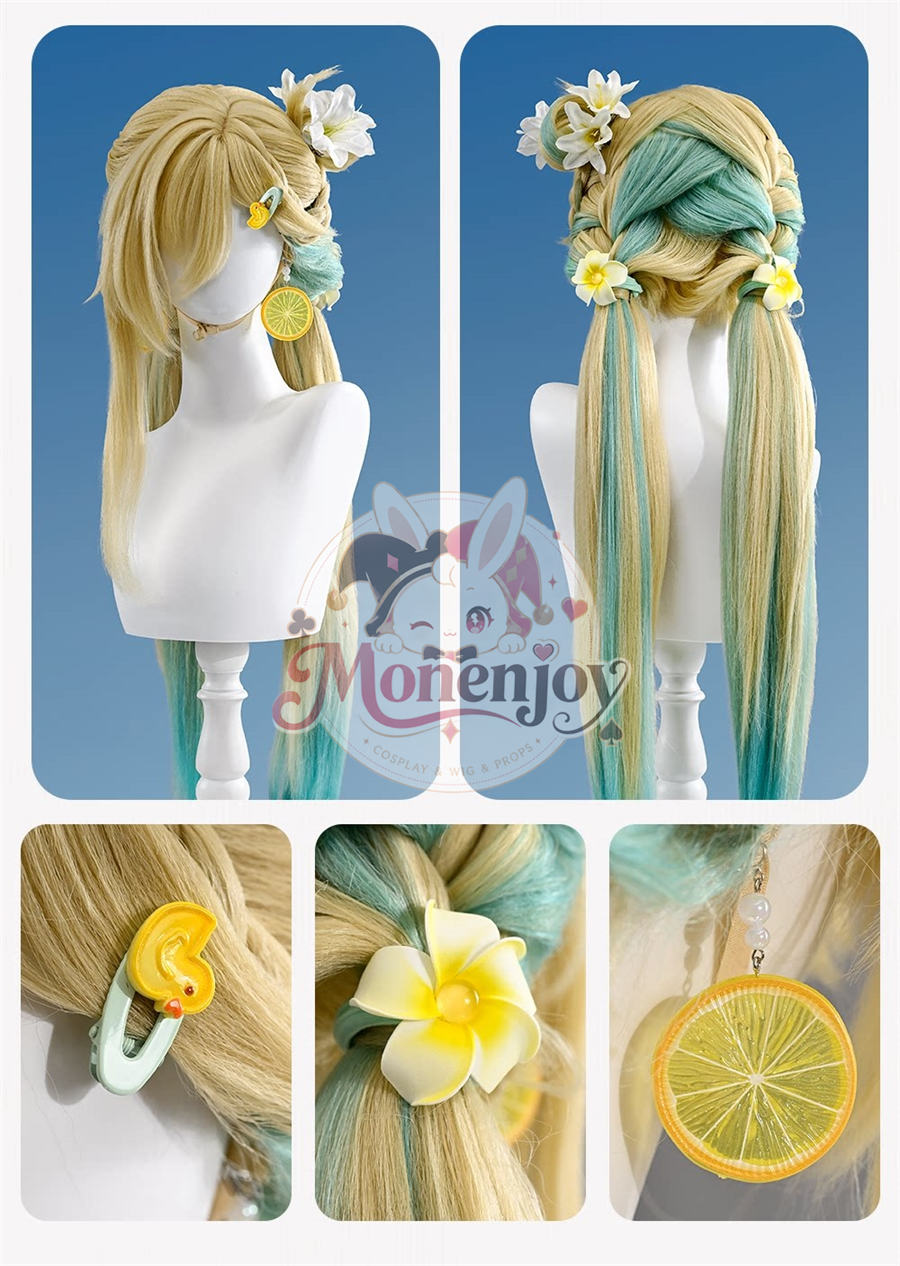 予約【Monenjoy】鳴潮 千咲「白桃パフェ」＆リンネー「ミントキャンディ」水着Ver. コスプレ衣装｜フルセット・上着着脱可能