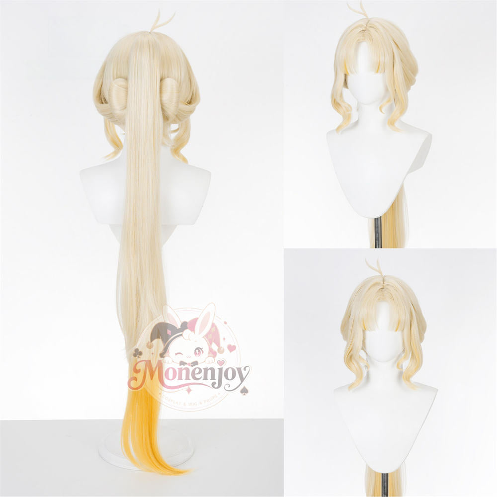 Monenjoy 鳴潮 穂穂 コスプレウィッグ 80cm｜もみあげ36cm・ポニーテール105cm 耐熱・自然感 MONENJOY