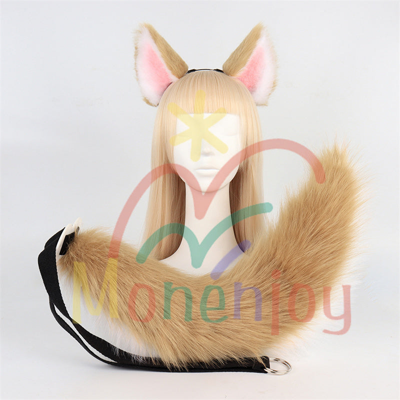 Monenjoy 原神 ゴロー ふわふわ　耳飾り＋尻尾　可愛い　萌えグッズ　猫耳 きつね耳　コスプレ道具　アクセサリー　 - Monenjoy